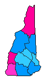 1992 New Hampshire County Map of Democratic Primary Election Results for President