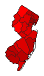 1992 New Jersey County Map of Democratic Primary Election Results for President