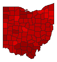 1992 Ohio County Map of Democratic Primary Election Results for President