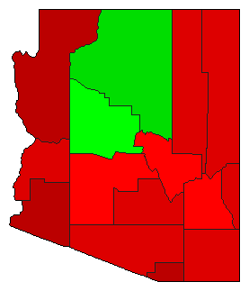 2008 Arizona County Map of Democratic Primary Election Results for President
