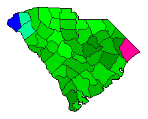 2008 South Carolina County Map of Democratic Primary Election Results for President
