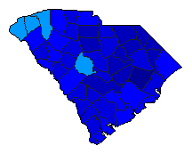 2020 South Carolina County Map of Democratic Primary Election Results for President