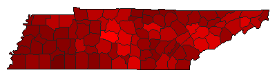 1992 Tennessee County Map of Democratic Primary Election Results for President