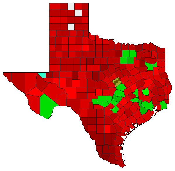2008 Texas County Map of Democratic Primary Election Results for President
