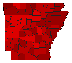 1992 Arkansas County Map of Democratic Primary Election Results for President