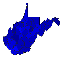 2020 West Virginia County Map of Democratic Primary Election Results for President