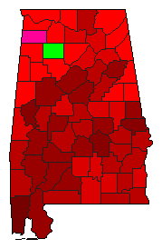 2008 Alabama County Map of Democratic Primary Election Results for Senator