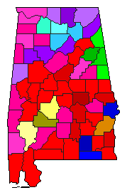 1950 Alabama County Map of Democratic Primary Election Results for Governor