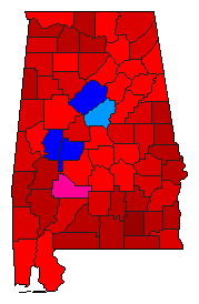 2010 Alabama County Map of Democratic Primary Election Results for Attorney General