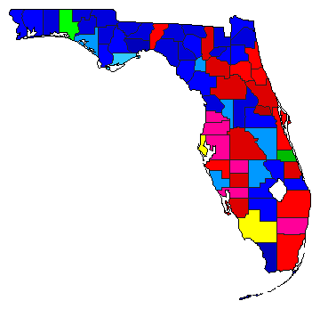 1934 Florida County Map of Democratic Primary Election Results for Senator