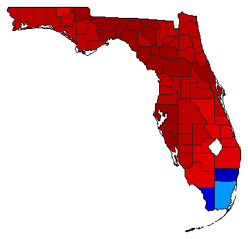 2004 Florida County Map of Democratic Primary Election Results for Senator