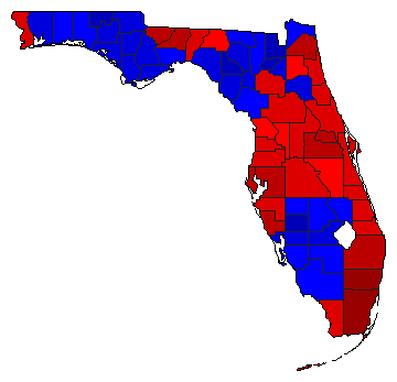 2010 Florida County Map of Democratic Primary Election Results for Senator