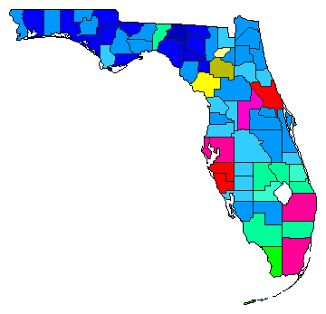 1978 Florida County Map of Democratic Primary Election Results for Secretary of State