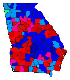 2008 Georgia County Map of Democratic Primary Election Results for Senator