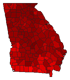 2014 Georgia County Map of Democratic Primary Election Results for Senator