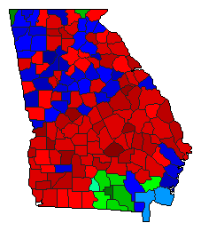 1946 Georgia County Map of Democratic Primary Election Results for Governor