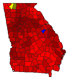 1994 Georgia County Map of Democratic Primary Election Results for Governor