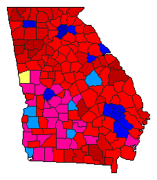 1998 Georgia County Map of Democratic Primary Election Results for Governor
