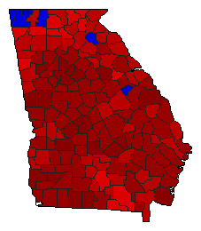 2018 Georgia County Map of Democratic Primary Election Results for Governor