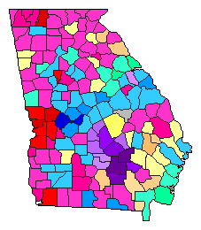 2006 Georgia County Map of Democratic Primary Election Results for Secretary of State