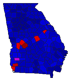 2014 Georgia County Map of Democratic Primary Election Results for Secretary of State