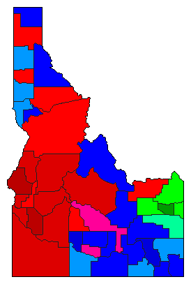 1956 Idaho County Map of Democratic Primary Election Results for Senator