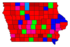 2006 Iowa County Map of Democratic Primary Election Results for Governor