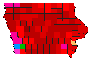 2018 Iowa County Map of Democratic Primary Election Results for Governor