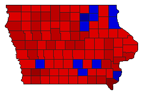 1994 Iowa County Map of Democratic Primary Election Results for Secretary of State