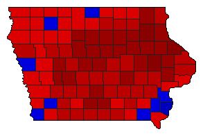 1998 Iowa County Map of Democratic Primary Election Results for Secretary of State