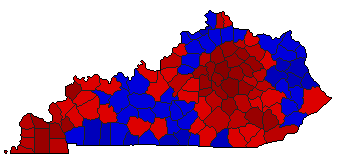 1987 Kentucky County Map of Democratic Primary Election Results for State Auditor