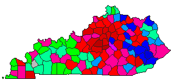 2003 Kentucky County Map of Democratic Primary Election Results for State Auditor