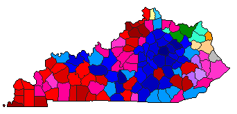 1975 Kentucky County Map of Democratic Primary Election Results for Agriculture Commissioner