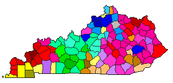 1979 Kentucky County Map of Democratic Primary Election Results for Agriculture Commissioner