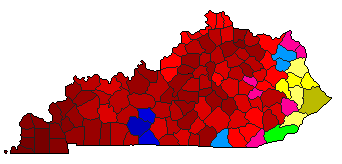 1987 Kentucky County Map of Democratic Primary Election Results for Agriculture Commissioner
