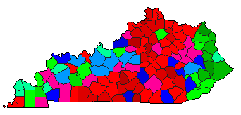 1983 Kentucky County Map of Democratic Primary Election Results for Governor