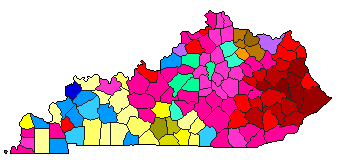1991 Kentucky County Map of Democratic Primary Election Results for Lt. Governor