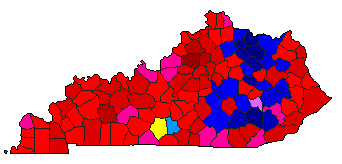 1983 Kentucky County Map of Democratic Primary Election Results for Secretary of State