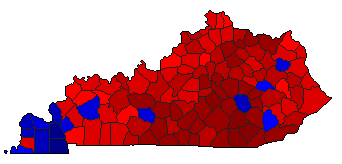 1983 Kentucky County Map of Democratic Primary Election Results for State Treasurer