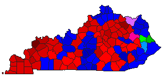 1987 Kentucky County Map of Democratic Primary Election Results for Attorney General