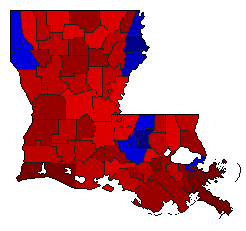 1930 Louisiana County Map of Democratic Primary Election Results for Senator