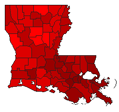 2010 Louisiana County Map of Democratic Primary Election Results for Senator