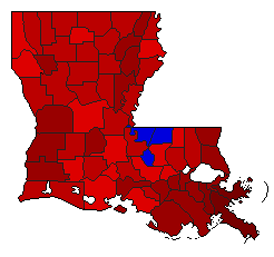 1936 Louisiana County Map of Democratic Primary Election Results for Governor