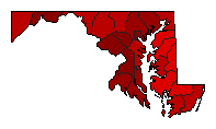 1990 Maryland County Map of Democratic Primary Election Results for Governor
