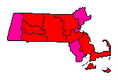 1960 Massachusetts County Map of Democratic Primary Election Results for State Treasurer