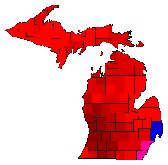 2002 Michigan County Map of Democratic Primary Election Results for Governor