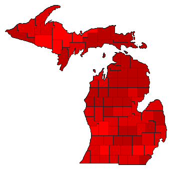 2018 Michigan County Map of Democratic Primary Election Results for Governor