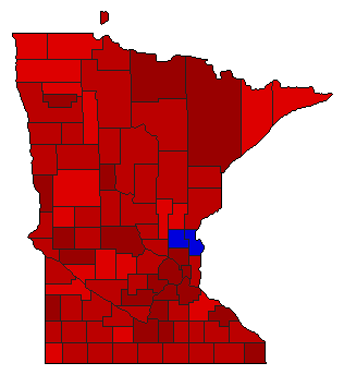 1938 Minnesota County Map of Democratic Primary Election Results for State Auditor