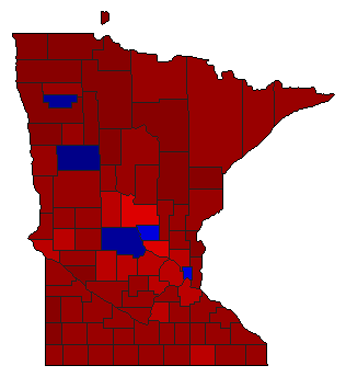 1974 Minnesota County Map of Democratic Primary Election Results for State Auditor