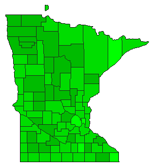 1978 Minnesota County Map of Democratic Primary Election Results for State Auditor